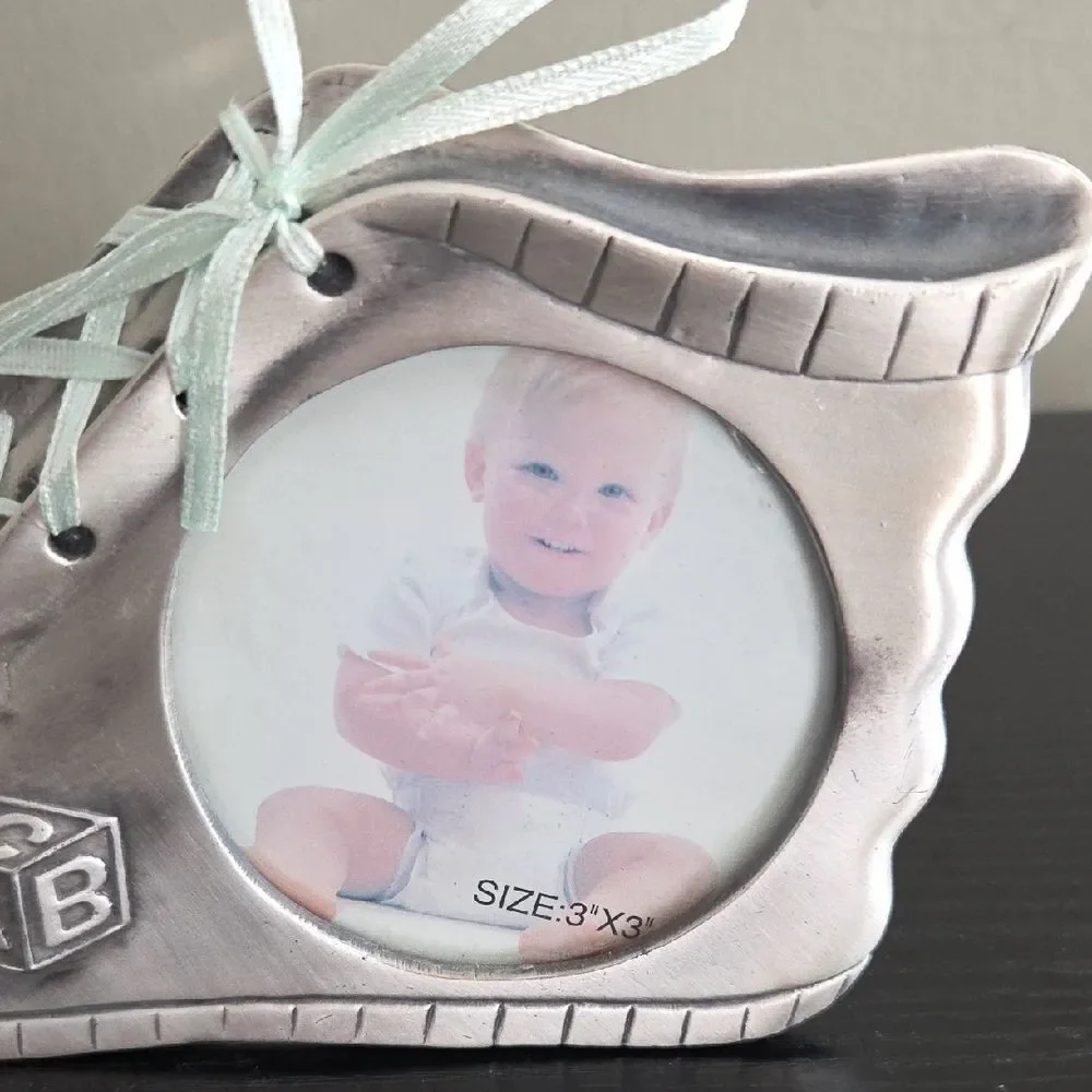 Gray Baby Shoe Photo Frame